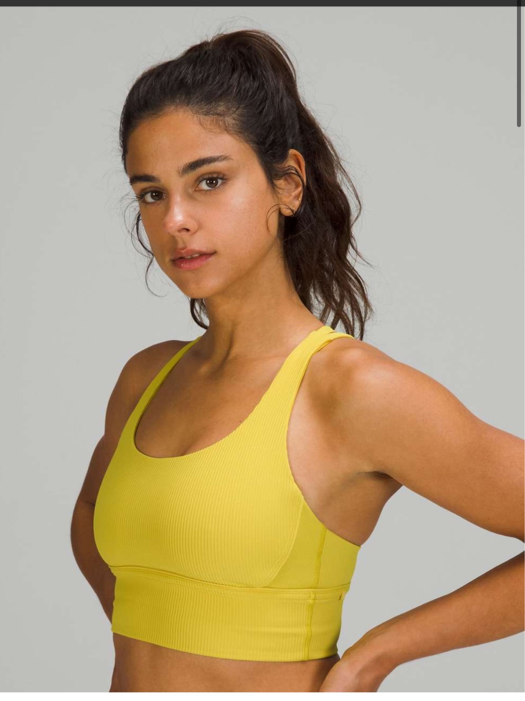 Lululemon Energy Longline Bra Ribbed Luxtreme *Medium Support, Bd Cups Soleil 2